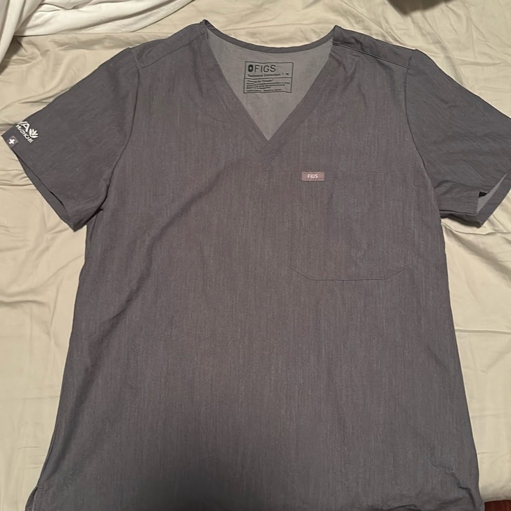 Grey figs top- aya embroidered on sleeve